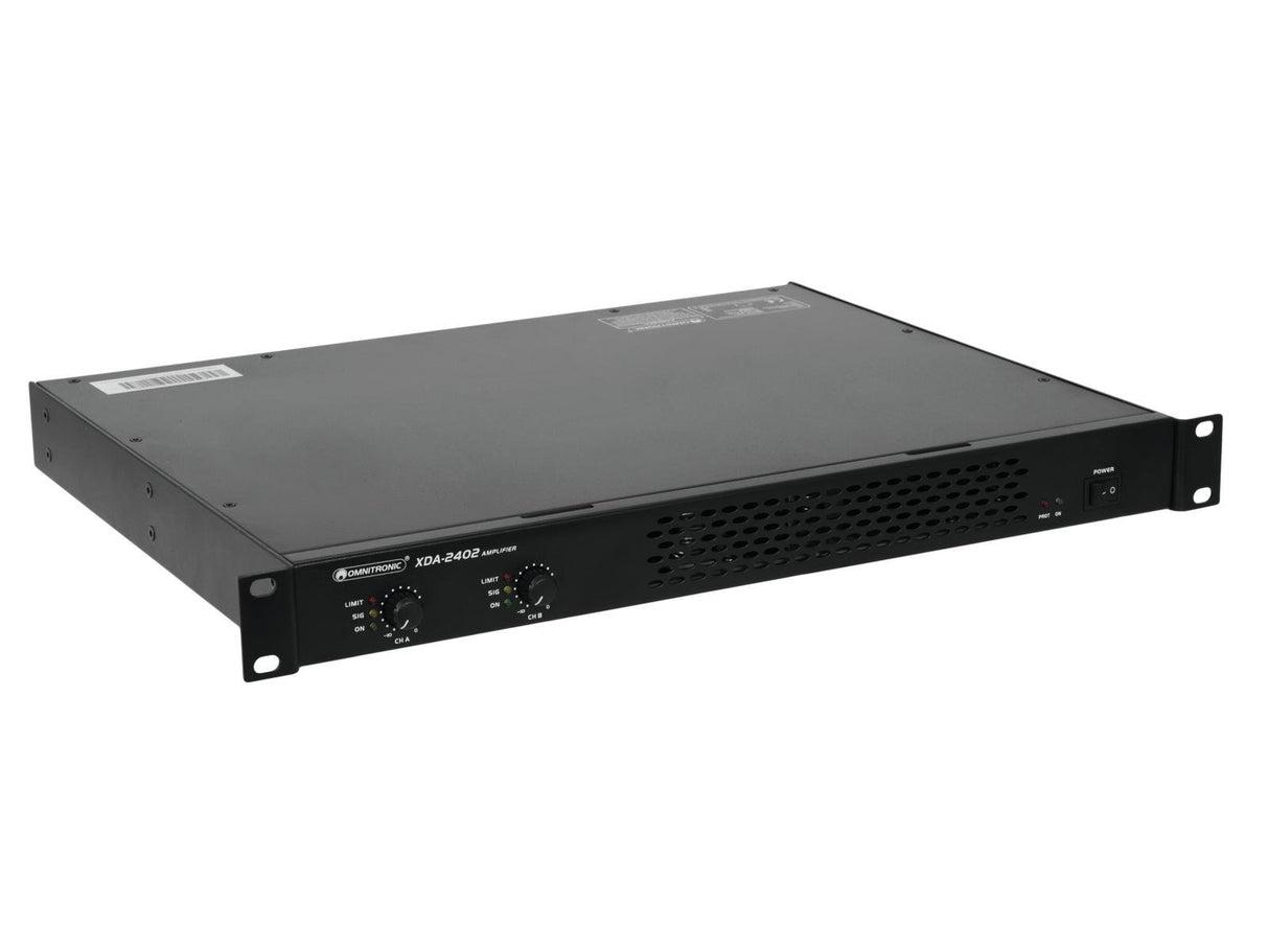 Omnitronic XDA-2402 - Amplificador PA estéreo con fuente de alimentación conmutada, 2 x 1200 W/4 ohmios, 2 x 880 W/8 ohmios, peso ligero y altura gracias a la fuente de alimentación conmutada