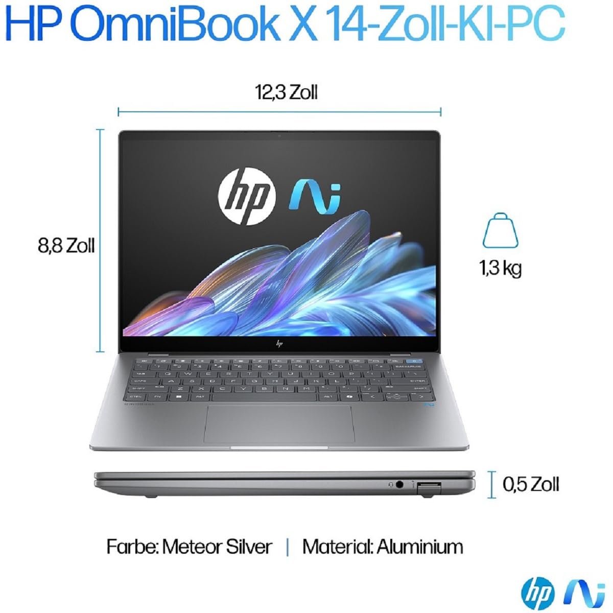 HP OmniBook X 14-fe0165ng 14" 2.2k IPS Touch, QC Snapdragon X Elite X1E-78-100, 16GB RAM, 1TB SSD, Windows 11