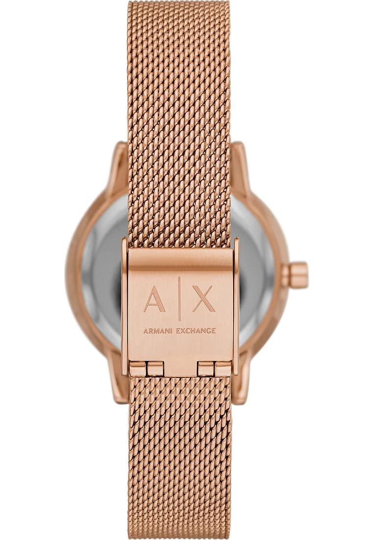 Armani Exchange Orologio da donna, Movimento al quarzo a due lancette e cassa da 28 mm con cinturino in acciaio inossidabile, Tono oro rosa