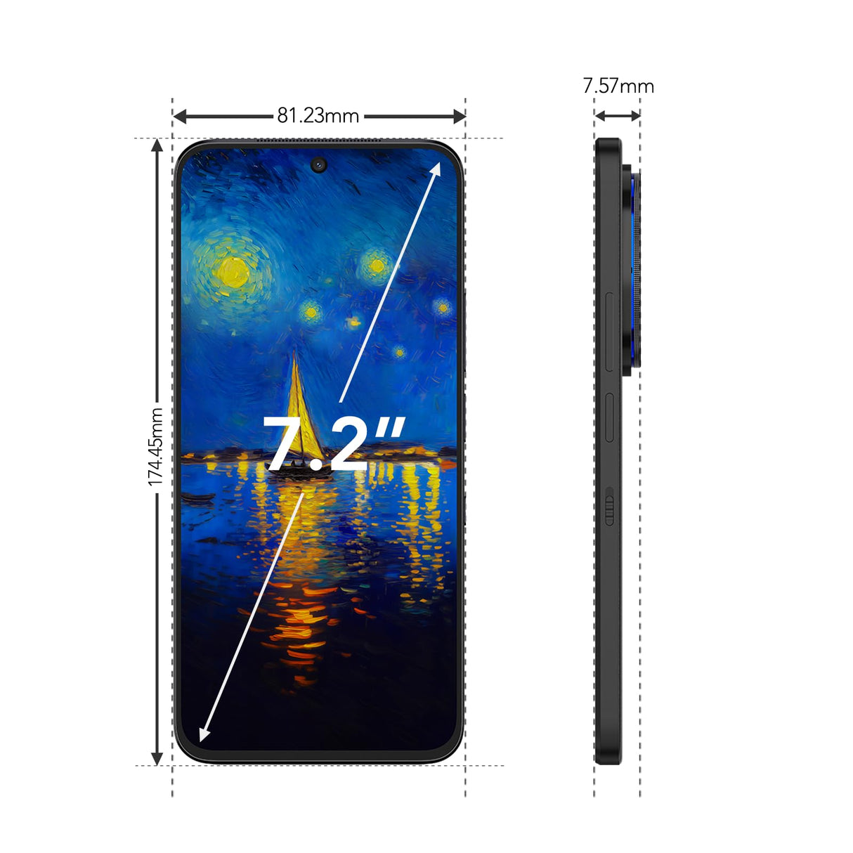 TCL NXTPAPER 60 Ultra 5G Smartphone Android, Pantalla FHD+ de 7,2 Pulgadas, 12 GB de RAM + 256 GB de ROM, teléfono con protección Ocular, Color Nebula Black.