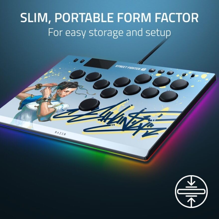 Razer Kitsune - Mando Arcade óptico multibotón para PS5 y PC (Disposición precisa de los botones de movimiento cuádruple, Switches ópticos de perfil bajo lineales Razer) Chun-Li Ed.