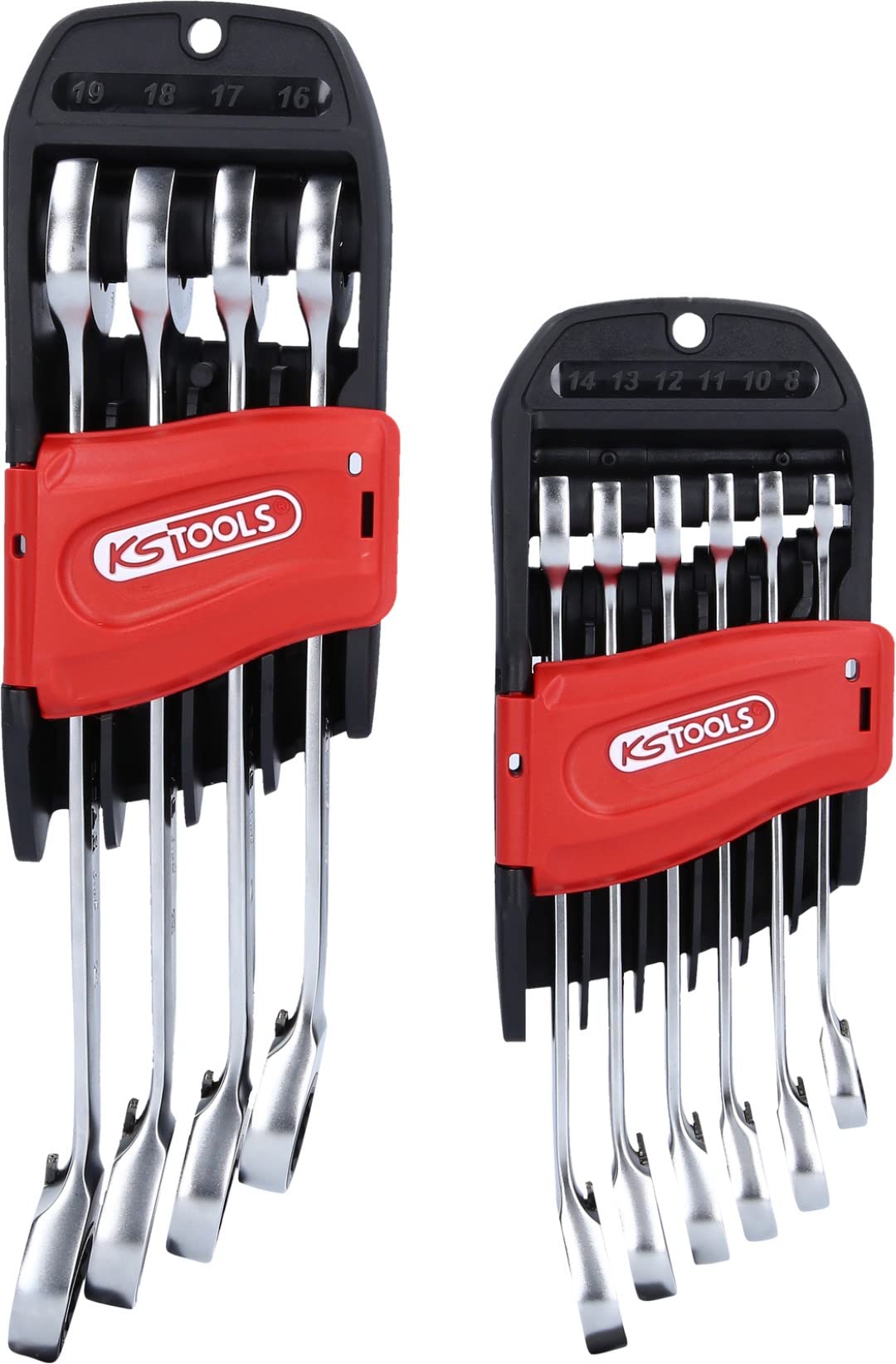 KS Tools 503.5950 Llave combinada de carraca DUO GEARplus® con función de carraca en la llave fija, conmutable, 10 pzs