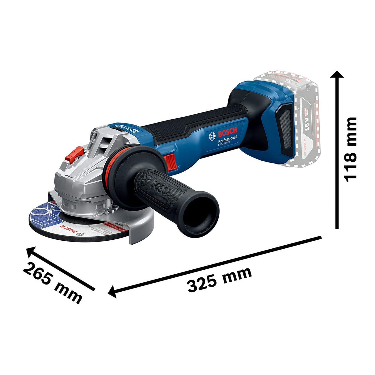 Bosch Professional 18V System amoladora angular a batería GWS 18V11 S (diámetro del disco de 115 mm), sin ajustes de velocidad