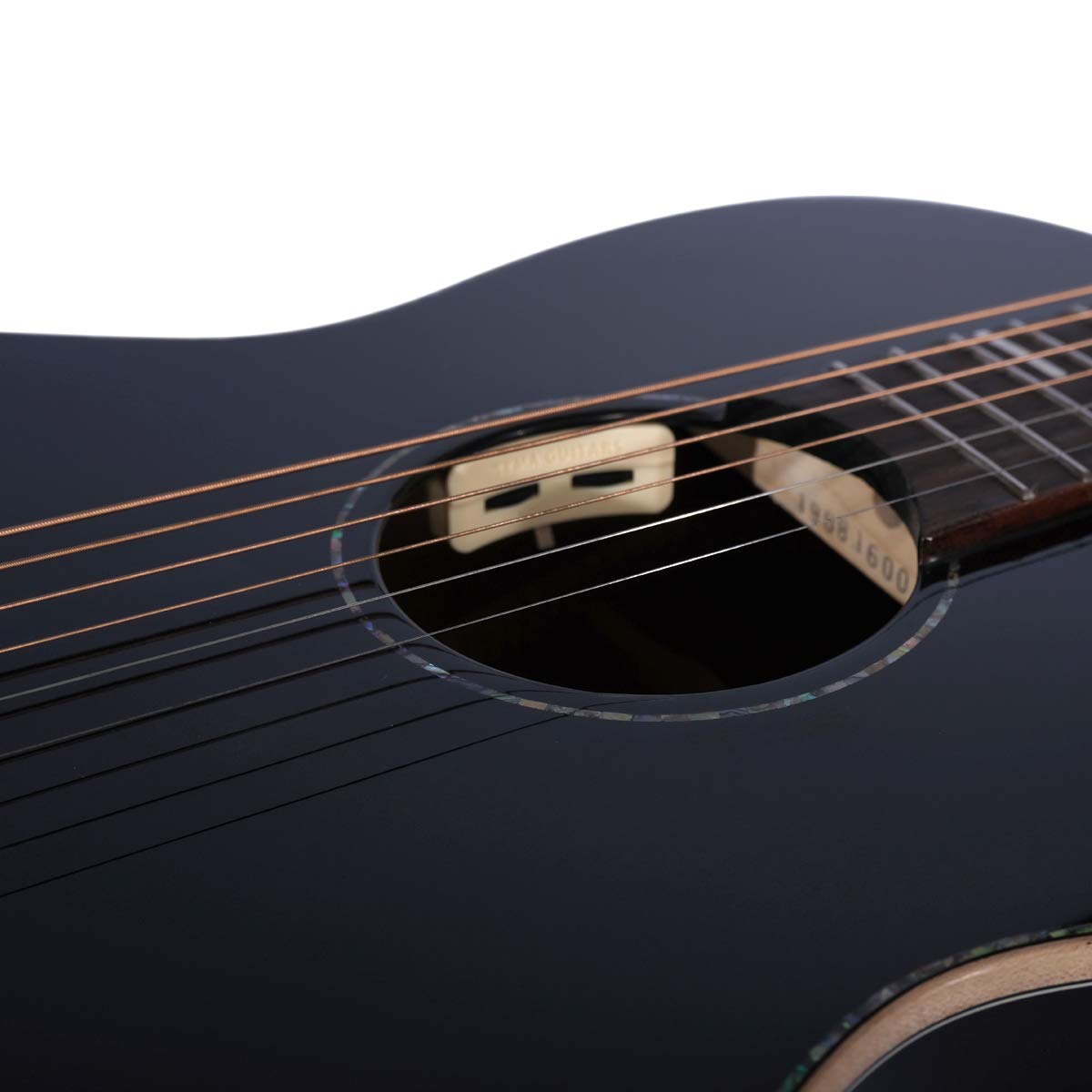 Tyma-P18E - Guitarra de cuerdas de acero con pastilla integrada (incluye funda)