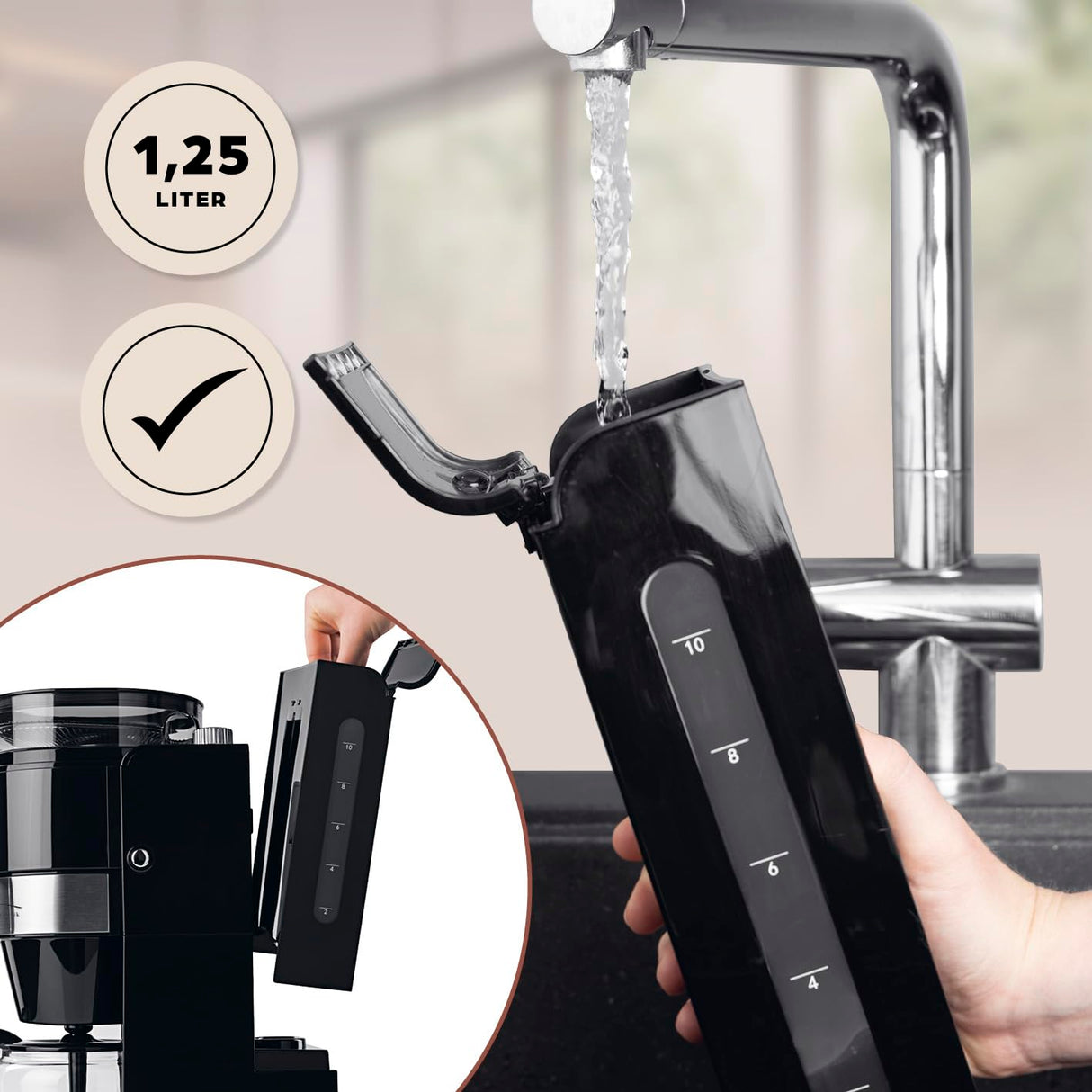 Barista Cafetera con molinillo | Cafetera de filtro con jarra de cristal | Máquina de filtro de 900 W con pantalla táctil y función de temporizador para hasta 10 tazas | Cafetera de 1,25 litros | Para