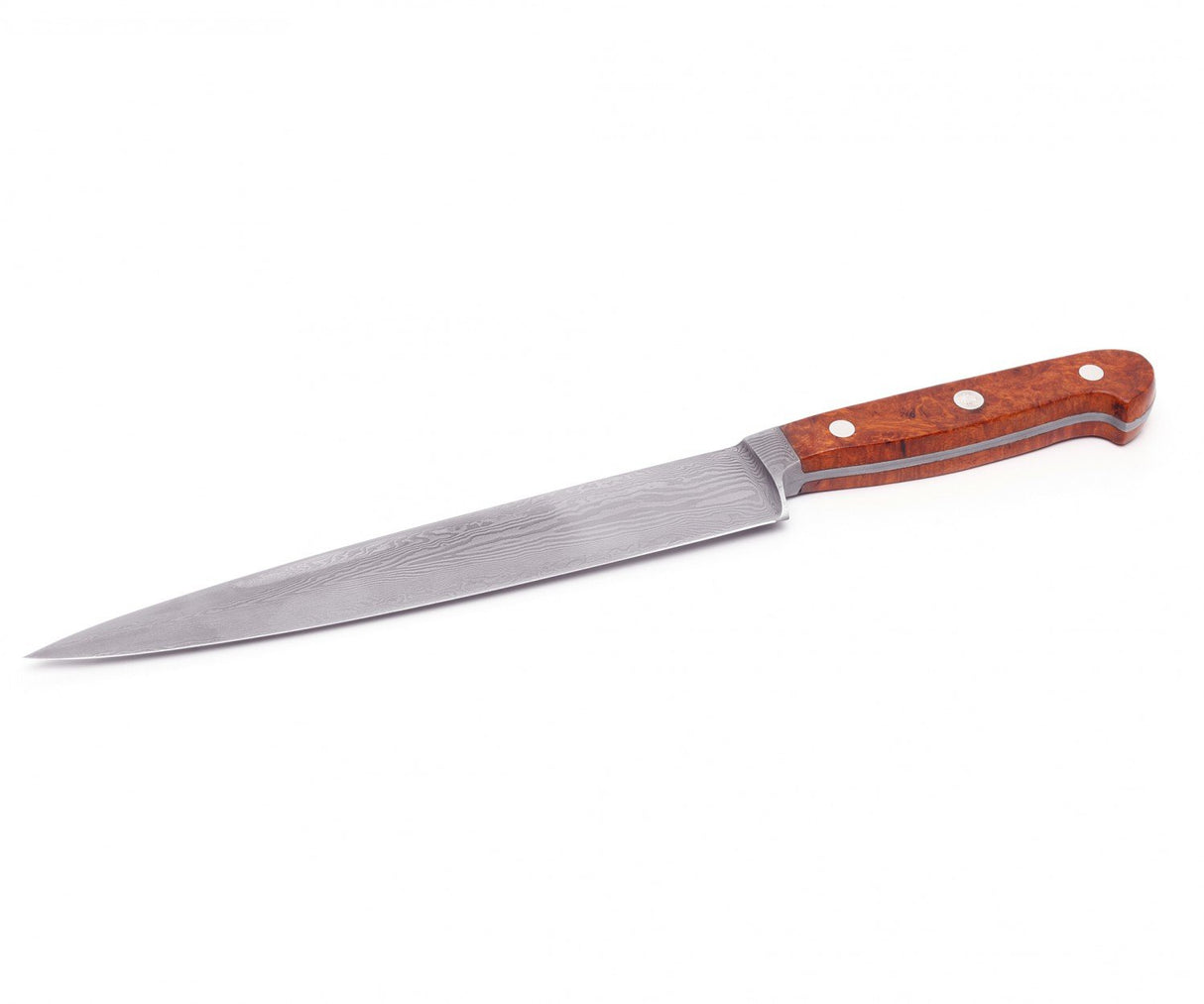 Güde Schinkenmesser F.Serie Klingenlänge Wüsteneinsenholz Solingen jamonero Acero de Damasco Forjado, 21 cm, Madera de Palo fierro, Cuchillo de Trinchar, F.GÜDE, Hecho a Mano en Alemania, Marrón