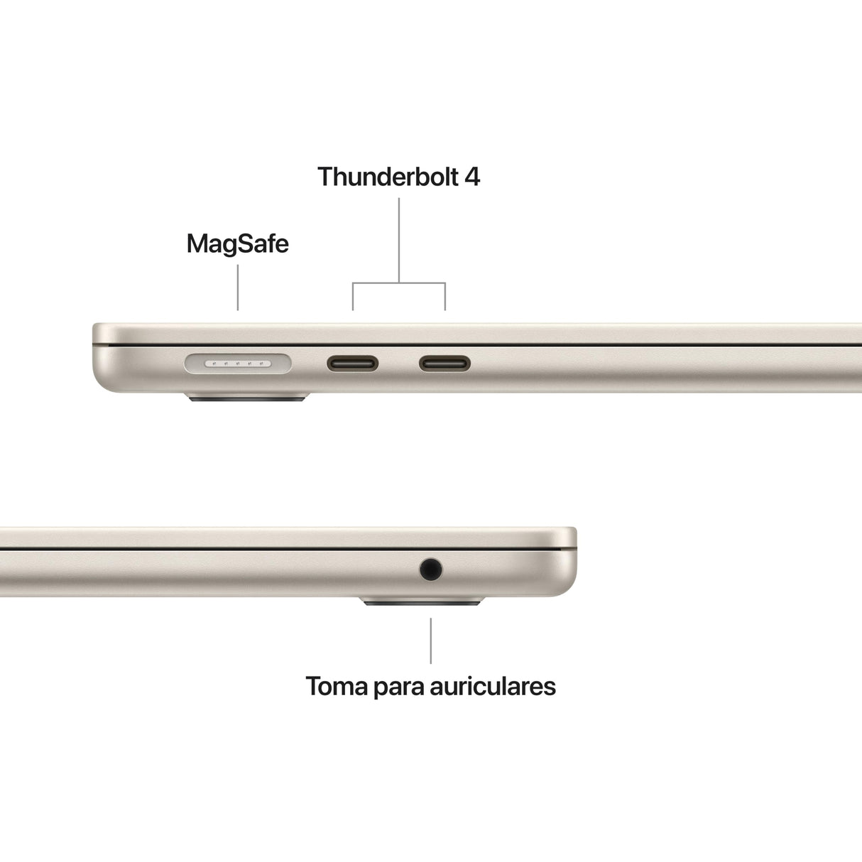 Apple 2025 MacBook Air de 13 pulgadas con chip M4: diseñado para Apple Intelligence, pantalla Liquid Retina de 13,6 pulgadas, 16 GB de memoria unificada, 512 GB SSD, teclado portugués; Blanco estrella