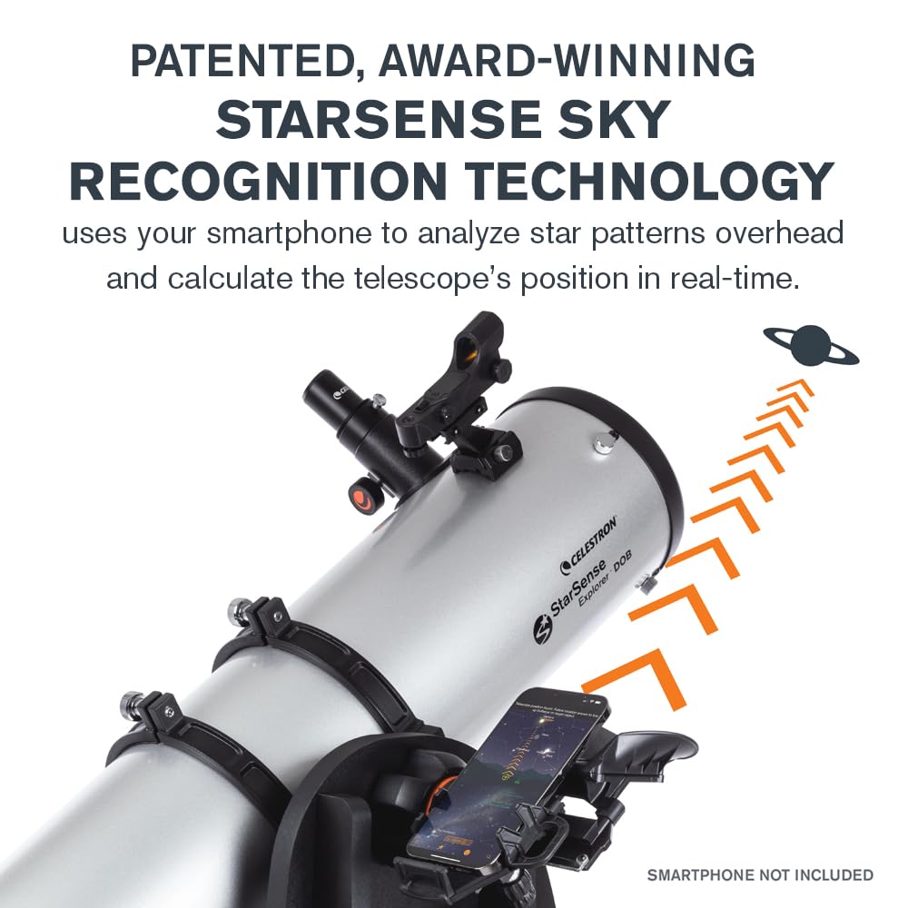 Celestron 22482 StarSense Explorer 150 mm Telescopio Dobsoniano de Mesa Compatible con Aplicaciones para teléfonos Inteligentes Funciona con la aplicación StarSense: Compatible con iOS/Android