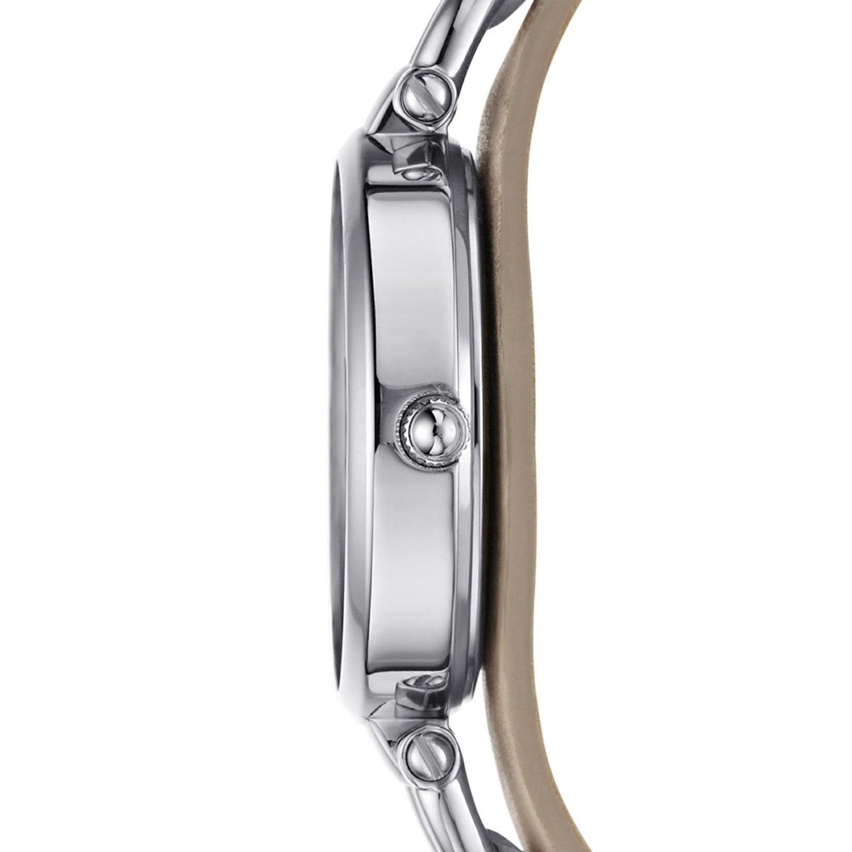 Fossil Georgia Reloj para mujer, movimiento de cuarzo con correa de acero o piel, Marrón claro y tono plata, 32MM