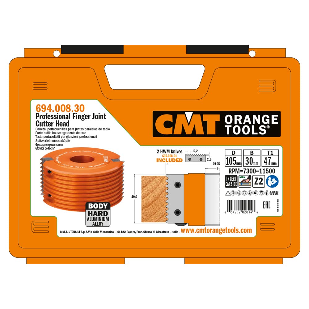 CMT Orange Tools 694.008.30 Cabezal Portacuchillas para Juntas Paralelas HW Z2 D=105x49.6x30