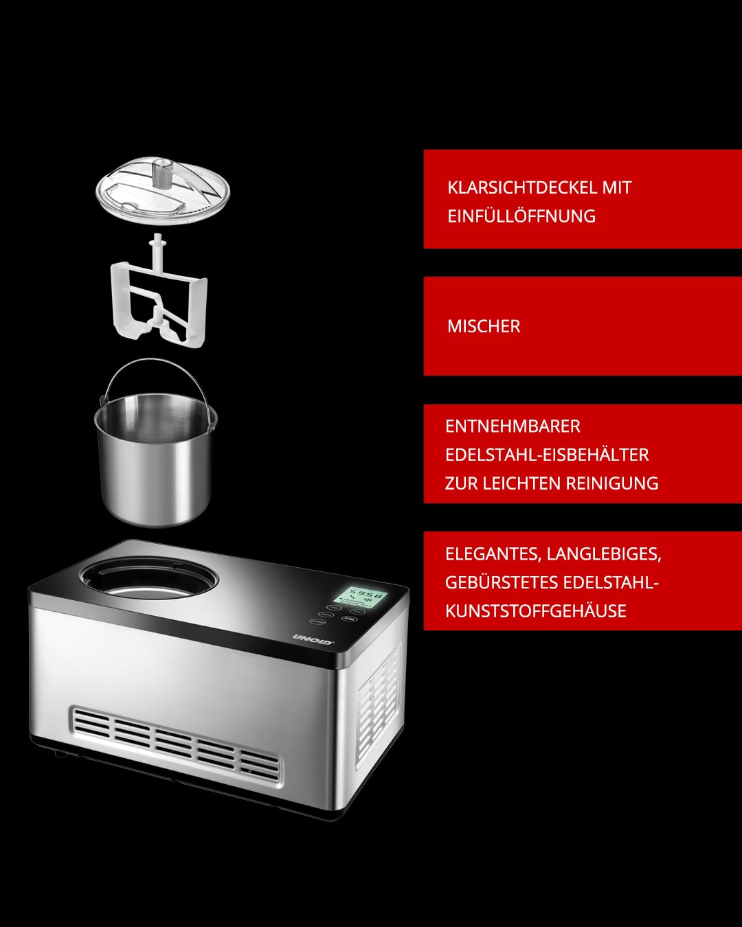Unold Gusto - Heladera de 2 l, 180 W