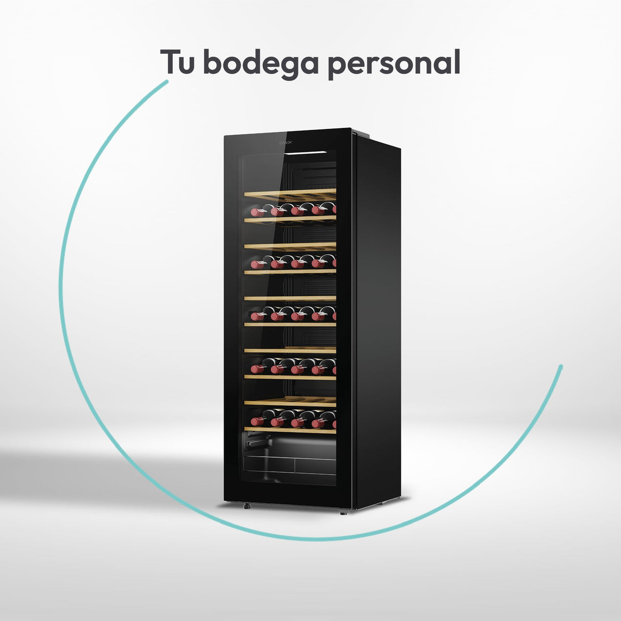 Candy DiVino CWC058, Vinoteca, 58 Botellas, WiFi, App hOn, Puerta Reversible, 10 Baldas, Tratamiento Anti-UV, Compresor Antivibraciones, Iluminación LED, Control Digital,Tirador Integrado, 37DB, Negro