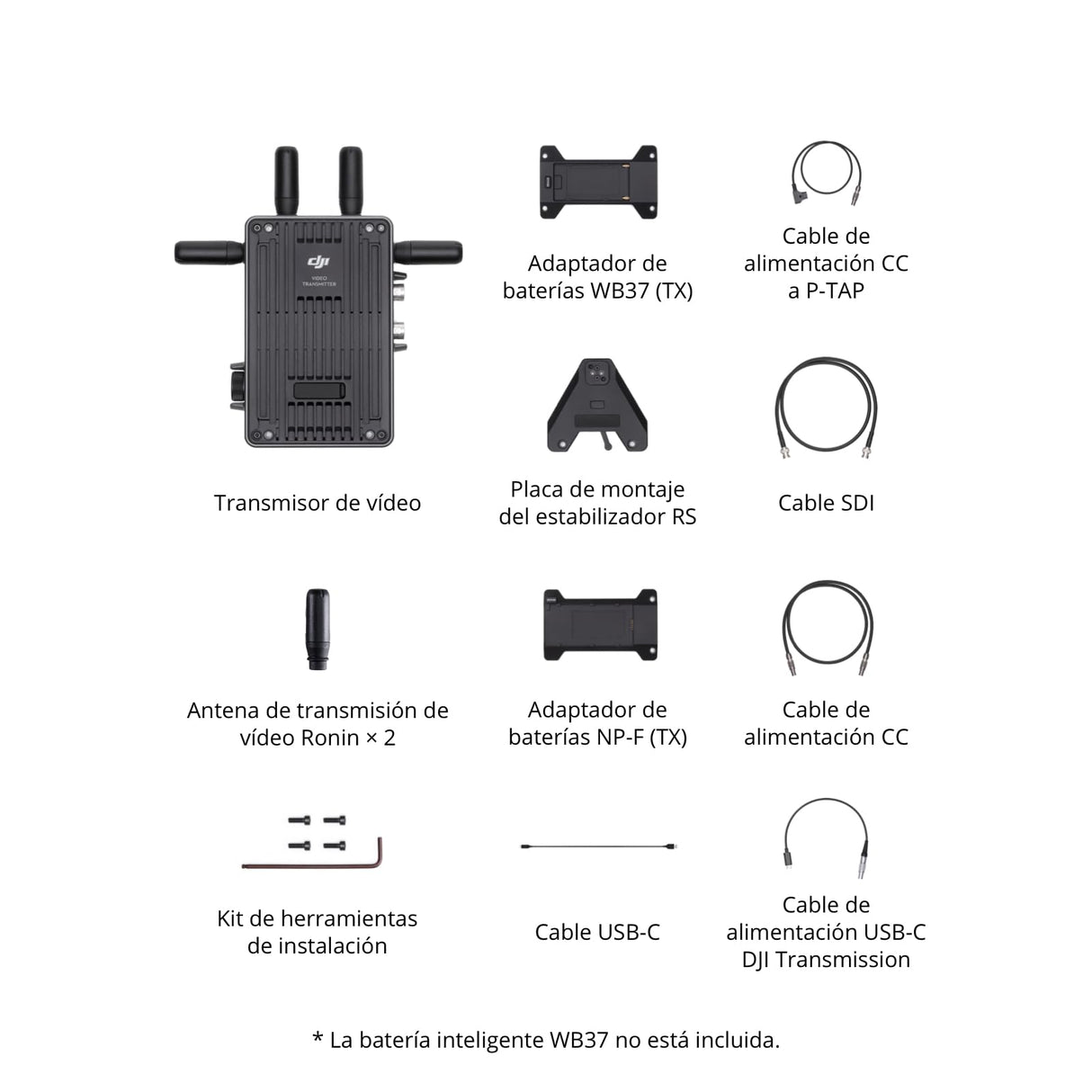 DJI - Transmisor de vídeo , transmisión en 1080p/60 fps a 6 km, inalámbrica, receptor inalámbrico integrado, control de estabilizador/enfoque/cámara, grabación y reproducción independientes