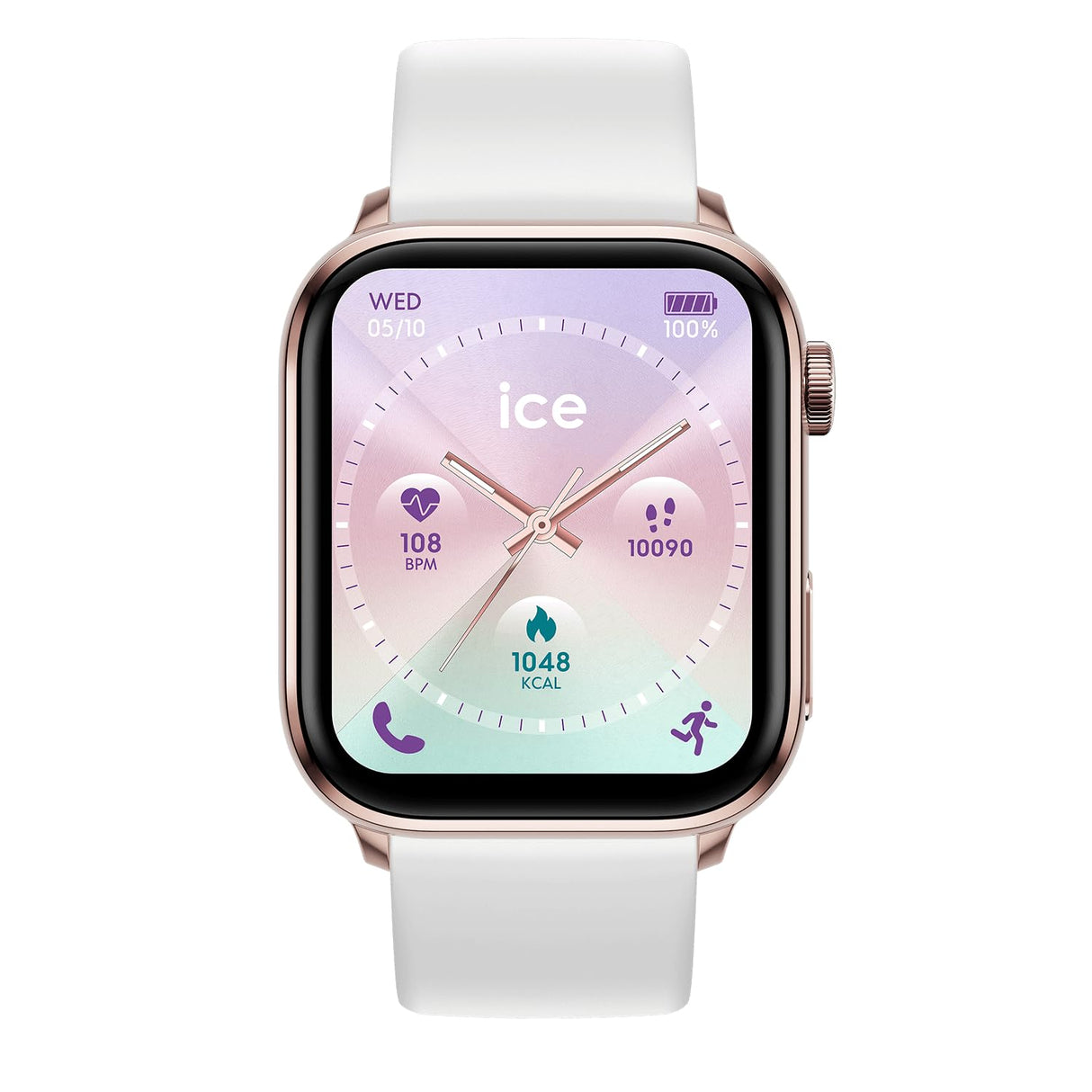 Ice-Watch - ICE smart 3.0 Rose gold White 1.78 AMOLED GPS - Reloj conectado rectangular oro rosa para señora con correa de silicona - 024302 (1.78 inch)