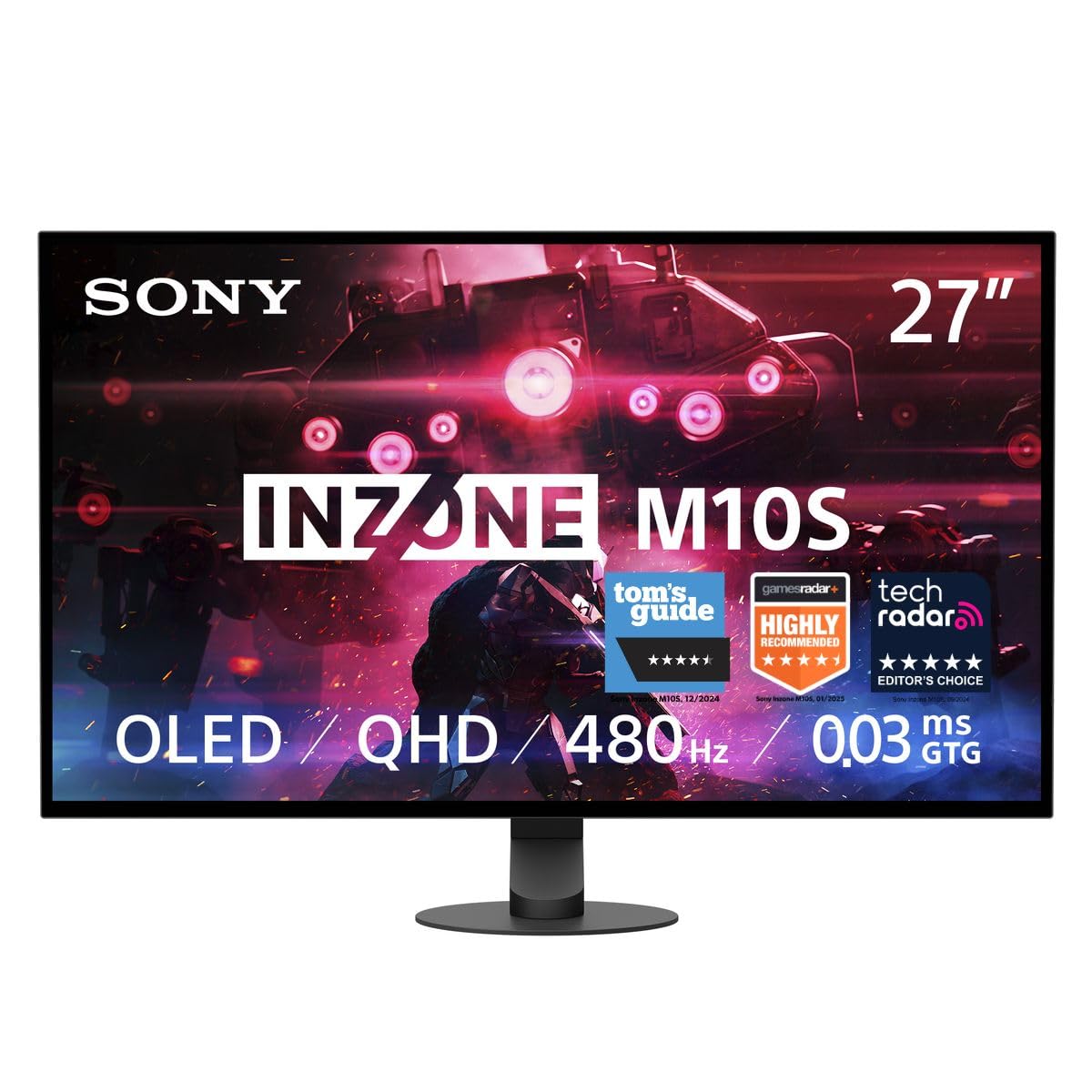 Sony INZONE M10S Monitor Gaming 27": 1440p, 480Hz, 0,03ms GTG, DCI-P3 98,5%, G-Sync, Adaptive Sync, VRR, Modelo desarrollado con Fnatic, 1.300 nits, DisplayPort 2.1-2 x HDMI 2.1 PC y PS5