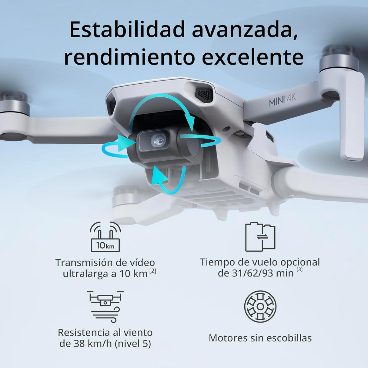 DJI Mini 4K Fly More Combo Bundle, Dron Con Cámara 4K UHD, Menos de 249 g, Estabilización Cardán de 3 ejes, Transmisión de Vídeo de 10 km, Retorno Automático, 3 Baterías Para 93 min de Vuelo, C0,