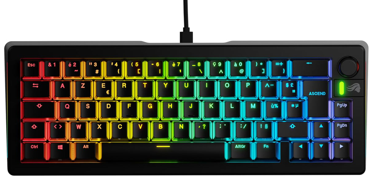 Glorious Gaming GMMK 3 Teclado Gaming Personalizable mecánico, Compacto 65%, Juntas modulares, Teclas PBT Doble inyección, Placa de Aluminio, switches Hot Swap 3/5 Pines, AZERTY francés - Negro