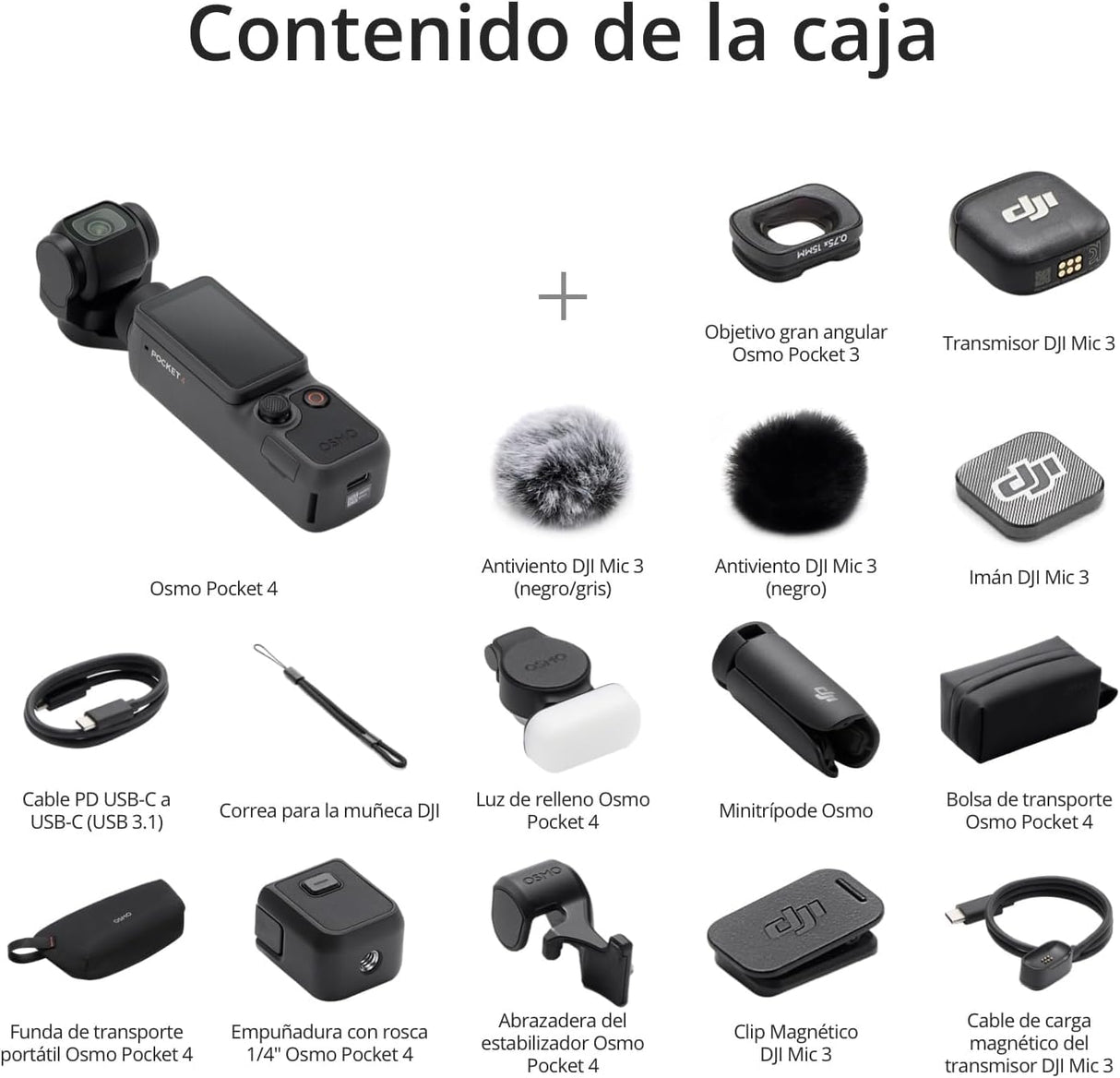 Pack para Creadores dji Osmo Pocket 4, cámara vlog de Bolsillo con Gimbal