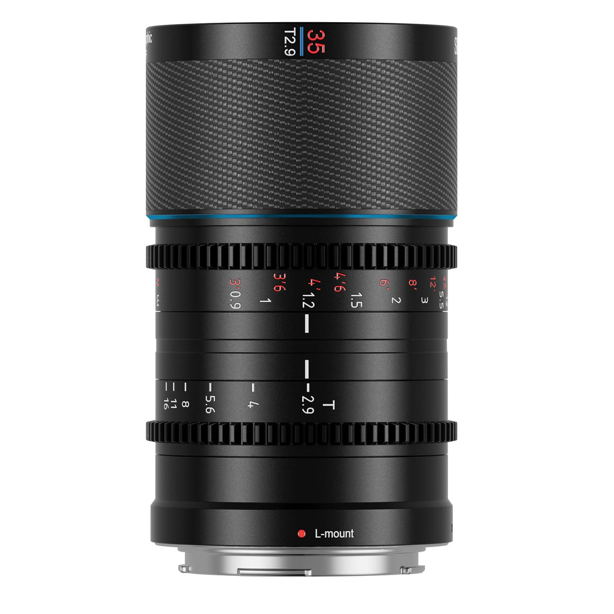 SIRUI Saturn 35mm T2.9 1.6X Full Frame Carbono Fibra Anamorphic Lens, Ligero Cine Cinema Objetivo Lens Lenses Lente para Drones, estabilizadores de cardán de Mano (L Mount Blue Flare)