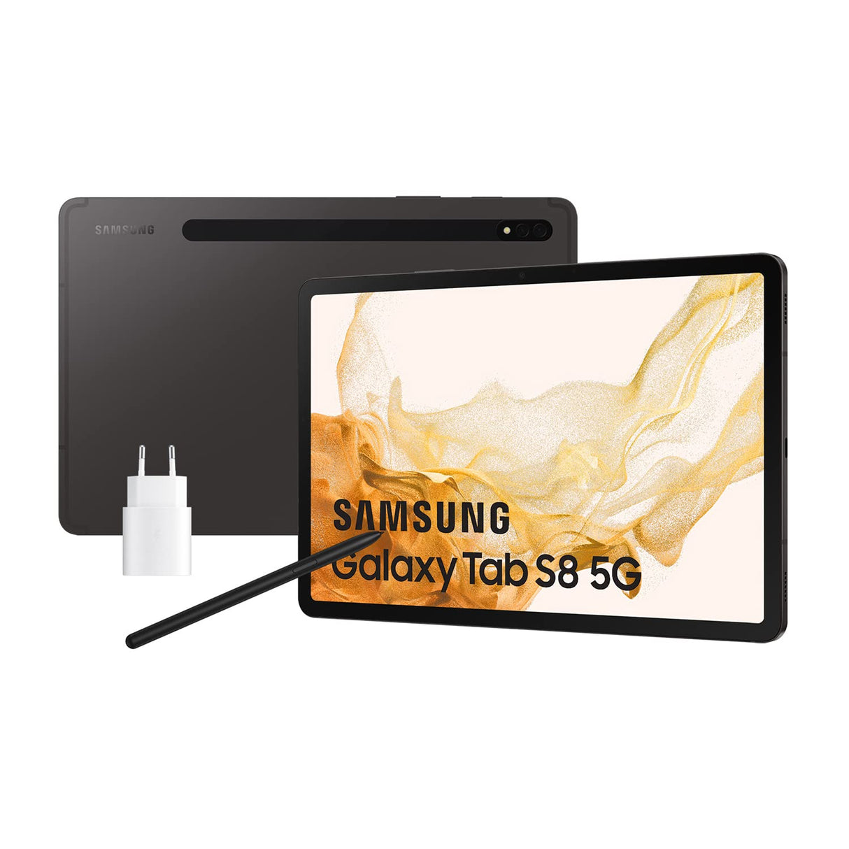 Samsung Galaxy Tab S8 con cargador – Tablet de 11" (8GB RAM, 256GB Almacenamiento, 5G, Android 12) Negra - Versión española