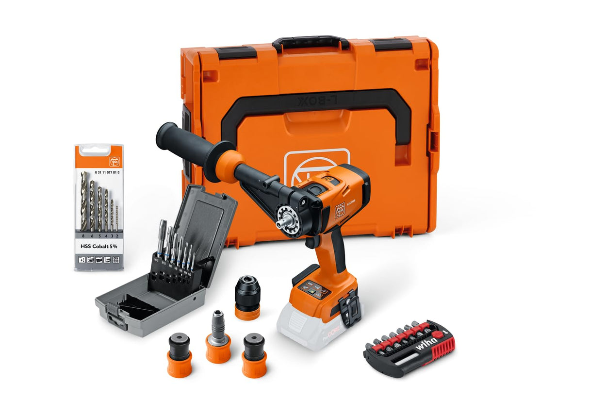 FEIN Taladro atornillador a batería ASCM 18-4 QM AS Metal Advanced Top Set, con un juego de accesorios, 4 velocidades, motor sin escobillas e interfaz QuickIN, sin batería y cargador