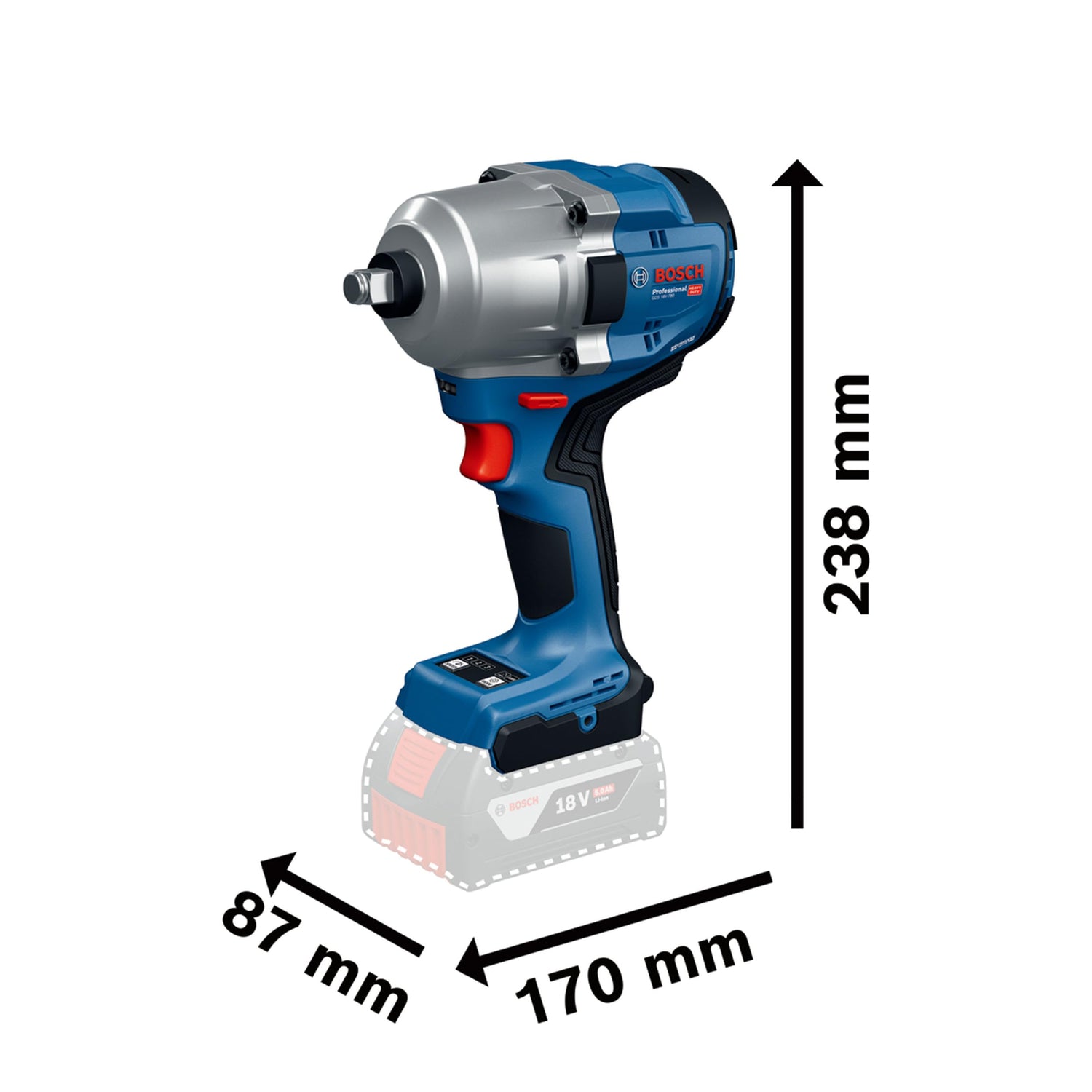 Bosch Professional 18V System Llave de Impacto a Batería GDS 18V-780