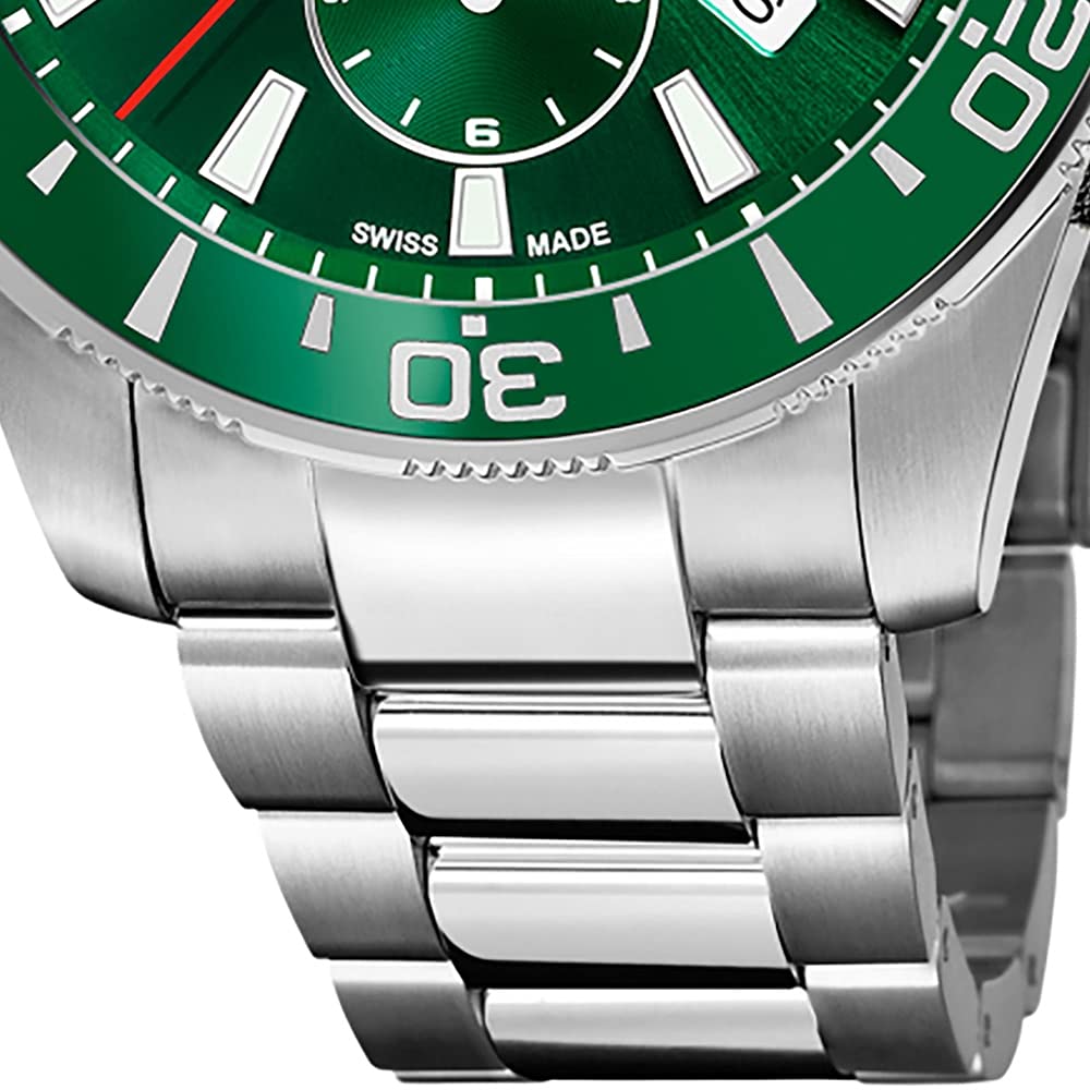 JAGUAR Reloj Modelo J872/2 de la colección Executive, Caja de 46,5 mm Verde con Correa de Acero para Caballero
