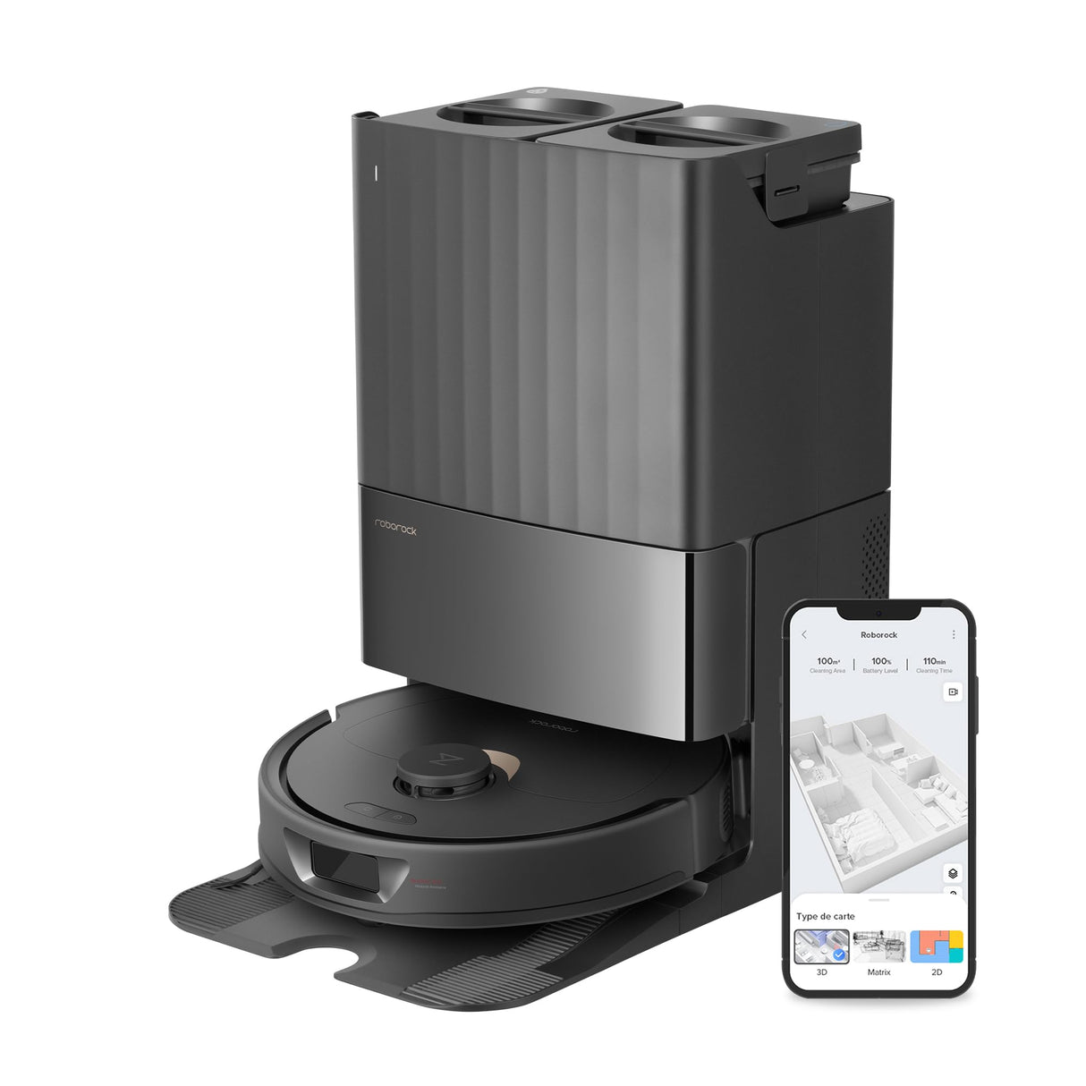 roborock Qrevo Robot Aspirador y fregasuelos, Funciones Automáticas de Vaciado, Lavado, Secado, Limpieza de la Base y Autorrellenado, Mapeo 3D, Potencia de succión de 5500 Pa Aspirador Robot