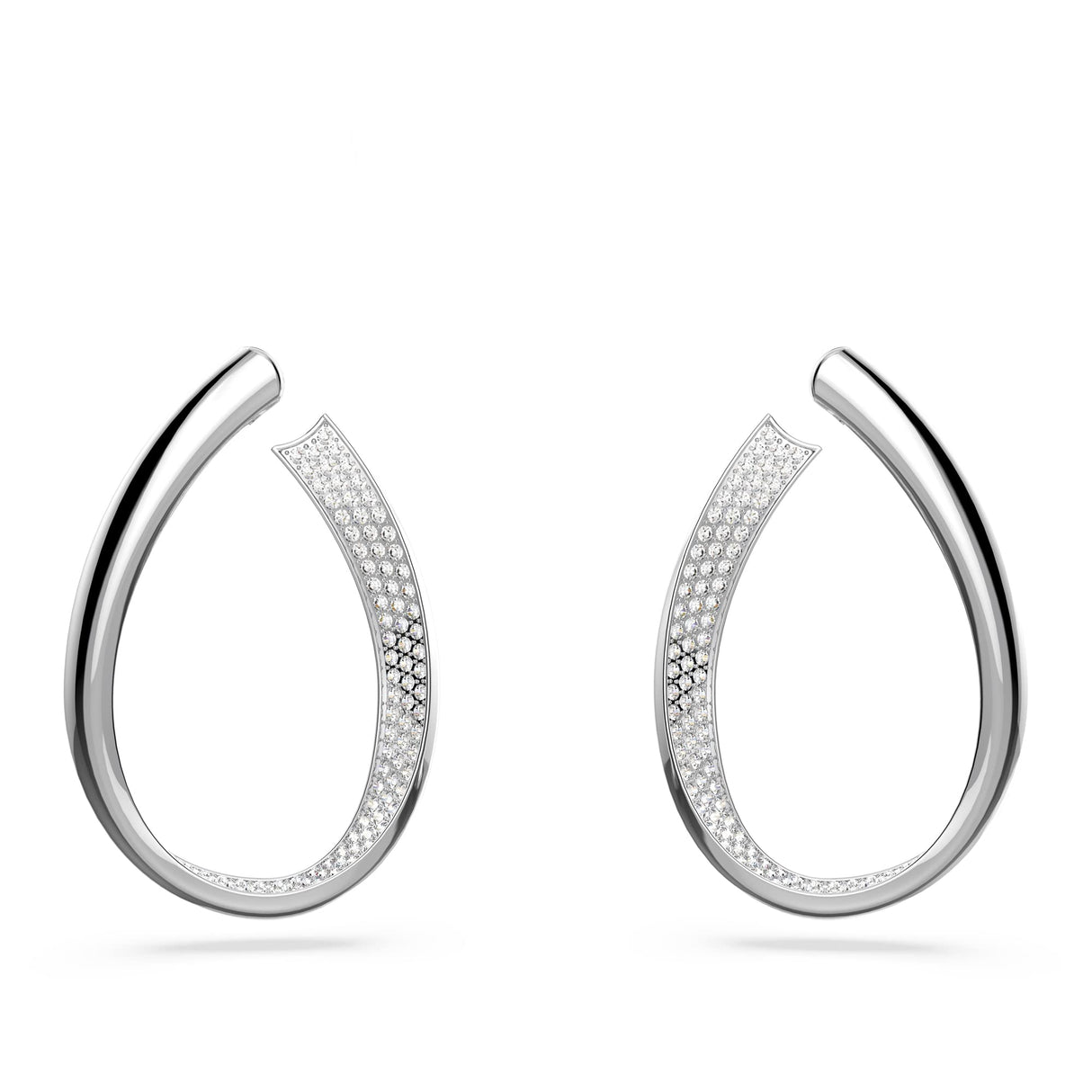 Swarovski Pendientes de Aro Exist para Mujer, Baño de Rodio, Cristales Blancos Colección Exist de Swarovski