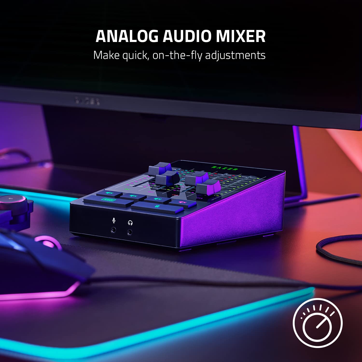Razer Audio Mixer - Mezclador de audio para streaming (Mezclador de audio analógico, interfaz de 4 canales con botones de silencio, entrada XLR con preamplificador, Plug and Play) Negro