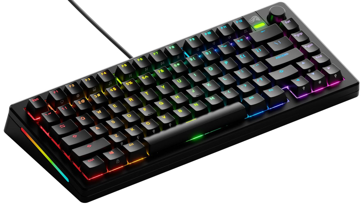 Glorious Gaming GMMK 3 anpassat mekaniskt gamingtangentbord, 75% TKL, modulärt packningssystem, doubleshot PBT-tangenter, aluminiumplatta, utbytbara 3- Och 5-stiftsbrytare, USA QWERTY - Svart