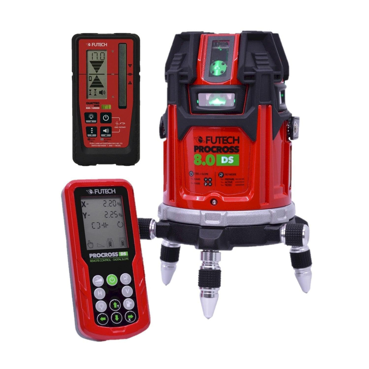 FUTECH Procross 8.0 DS - Láser de línea verde + nivel láser Quattro MM