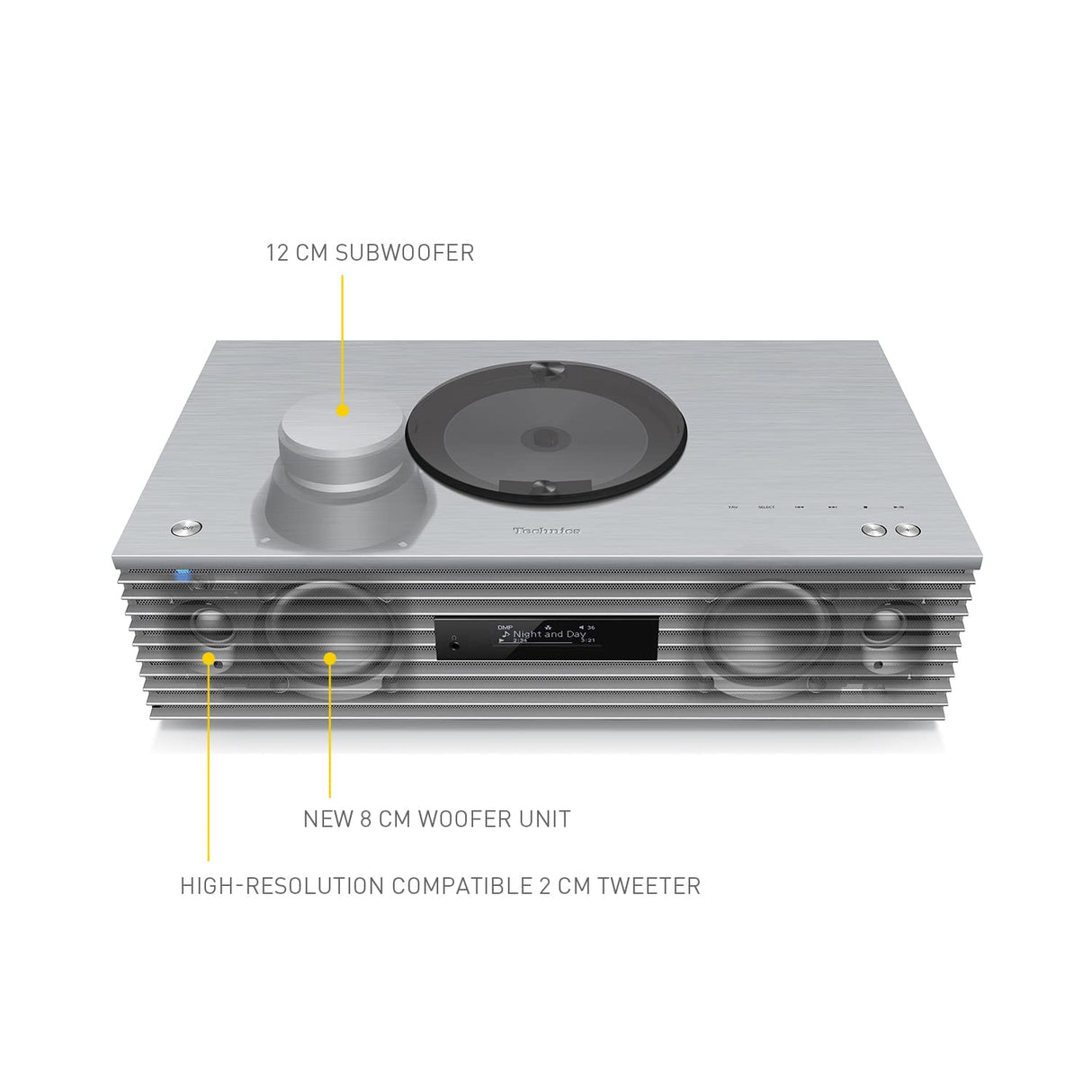 Technics OTTAVA SC-C65EG-S Sistema De Música Todo En Uno con Reproductor de CD, Radio Dab+, USB, Bluetooth y Chromecast Integrado, AirPlay 2, 2.1 Canales, Wi-Fi, Plateado
