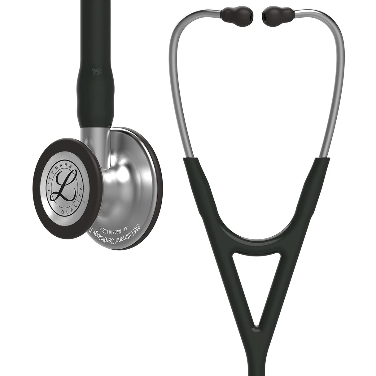3M Littmann Cardiology IV Fonendoscopio para diagnóstico, campana de acabado estándar, tubo negro y vástago y auricular de acero inoxidable, 68,5 cm, 6152
