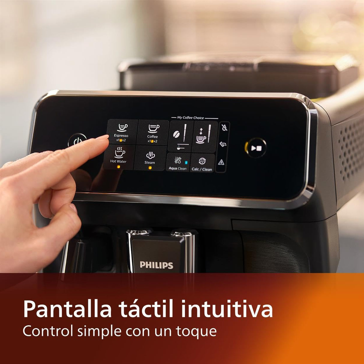 Philips Serie 2200 Cafetera Espresso Totalmente Automática - 2 Cafés, Pantalla Táctil, Espumador de Leche Clásico, Molinillo de Cerámica, Negro Mate (EP2220/10)