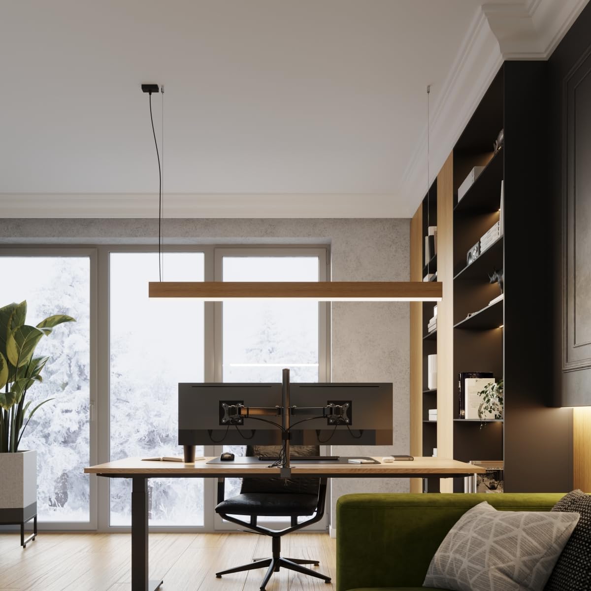 SOLLUX lighting - Colgante - LYKKE Lámpara Colgante - Iluminación decorativa - Lámpara LED - Bajo Consumo Energético - LED, 4000K, 36W, 3197lm, CRI93, ~230V, 50Hz, IP20 - Roble -150x3,5x150cm