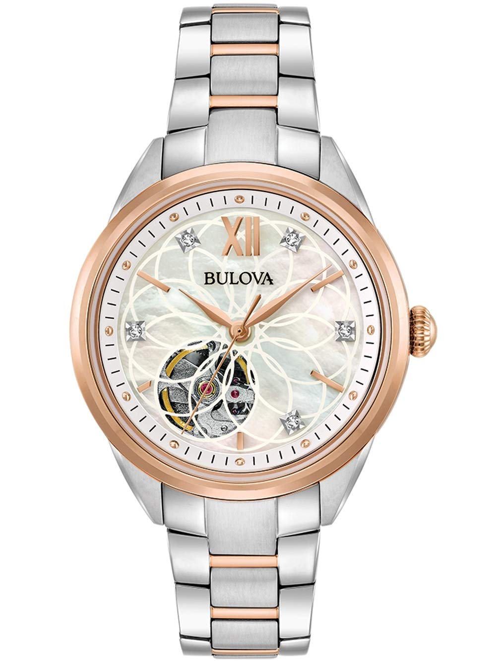 Bulova Reloj Analógico para Mujeres de Automáticamente con Correa en Acero Inoxidable 98P170