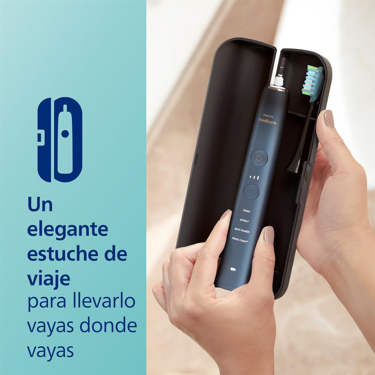 Philips Sonicare DiamondClean 9000, cepillo dental eléctrico, edición especial, cepillo dental sónico con aplicación, sensor de presión, soporte de carga, color aguamarina, modelo HX9911/89