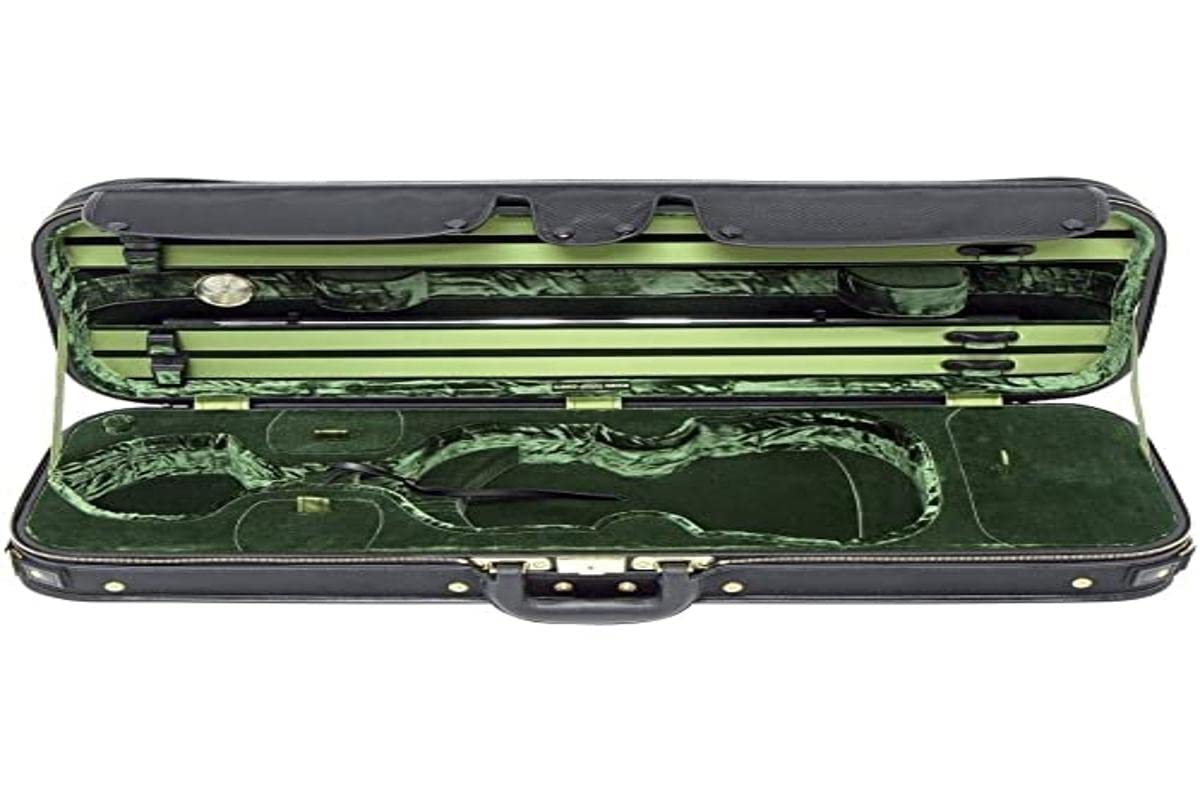 Estuche de violín GEWA Jaeger Prestige, Estuche de violín De Luxe, Made in Germany, exterior marrón, interior verde