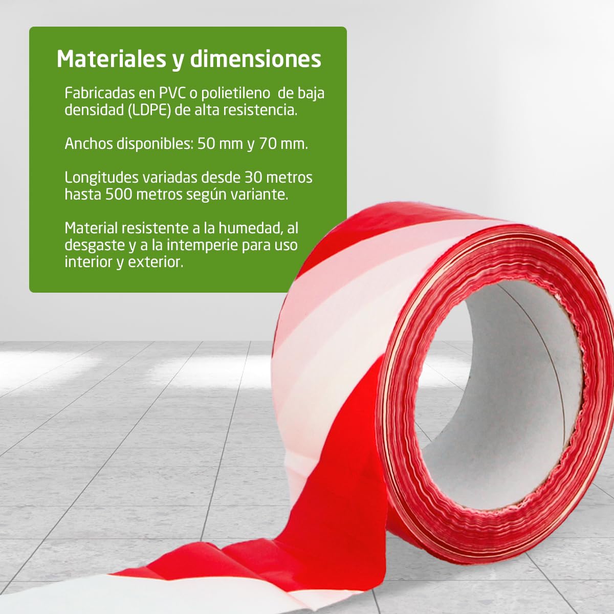 Amig - Pack de 15 Cintas de Balizamiento - Para Señalización y Advertencia de Peligro - Resistentes al Agua y Flexibles - Polietileno de Baja Densidad LDPE - 70mm x 500m - Cinta Rojo y Blanco