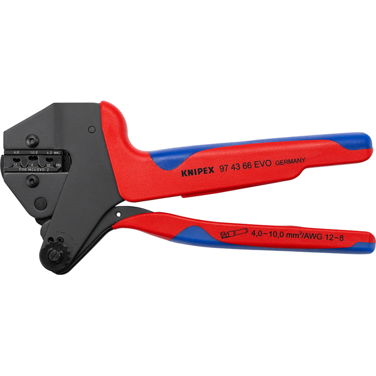 KNIPEX Crimpadora para sistema de mordazas intercambiables para mordazas intercambiables con mangos multicomponente 200 mm, 97 43 66 EVO