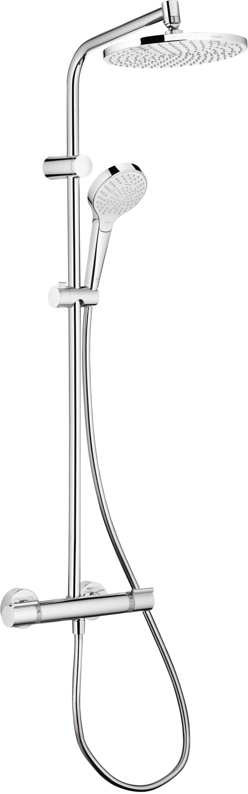 Hansgrohe 26758400 MySelect S 240-Columna de Ducha con Grifo termostático, Acabado Cromado, Blanco Cromo