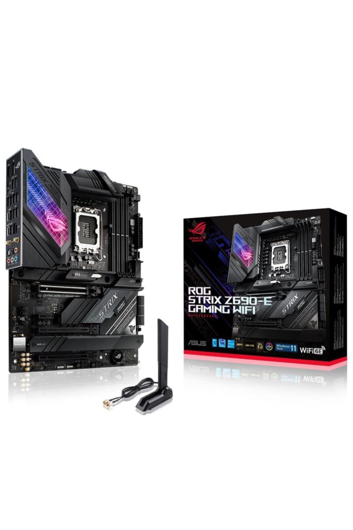 ASUS ROG Strix Z690-E Gaming - Placa base Intel LGA 1700 ATX (VRM de 18+1 fases, DDR5, PCIe 5.0, M.2 Combo-Sink, Wi-Fi 6E, LAN de 2.5 GB, cinco M.2, tarjeta ROG hyper M.2 y Aura Sync)