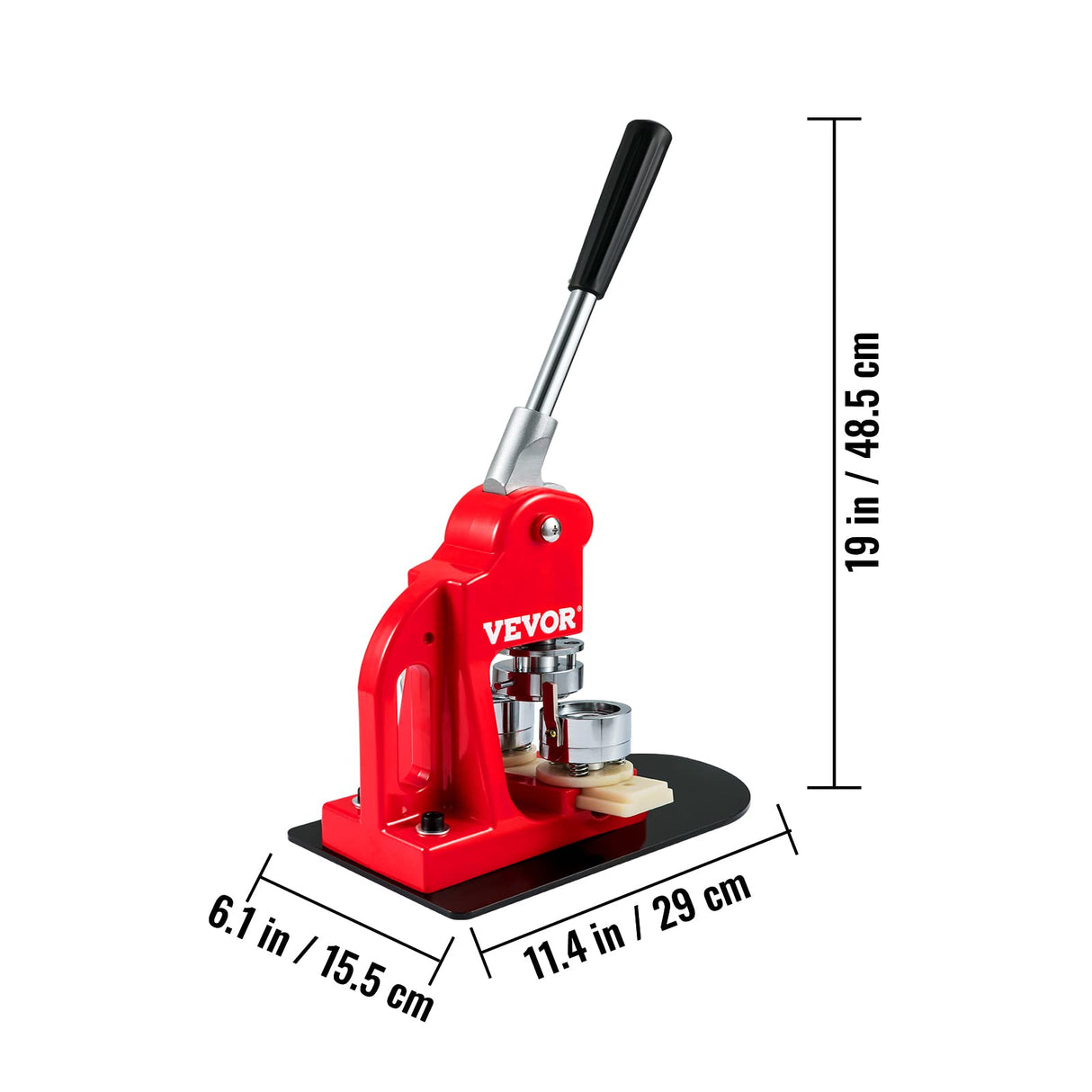 VEVOR Máquina para Fabricar Botones Diámetro de 32 mm Cortador de Círculo de Insignia 29x15,5x48,5 cm Hierro y ABS Máquina para Hacer Pines Chapas Lazos Llaveros Abrebotellas Personalizadas 500 Piezas
