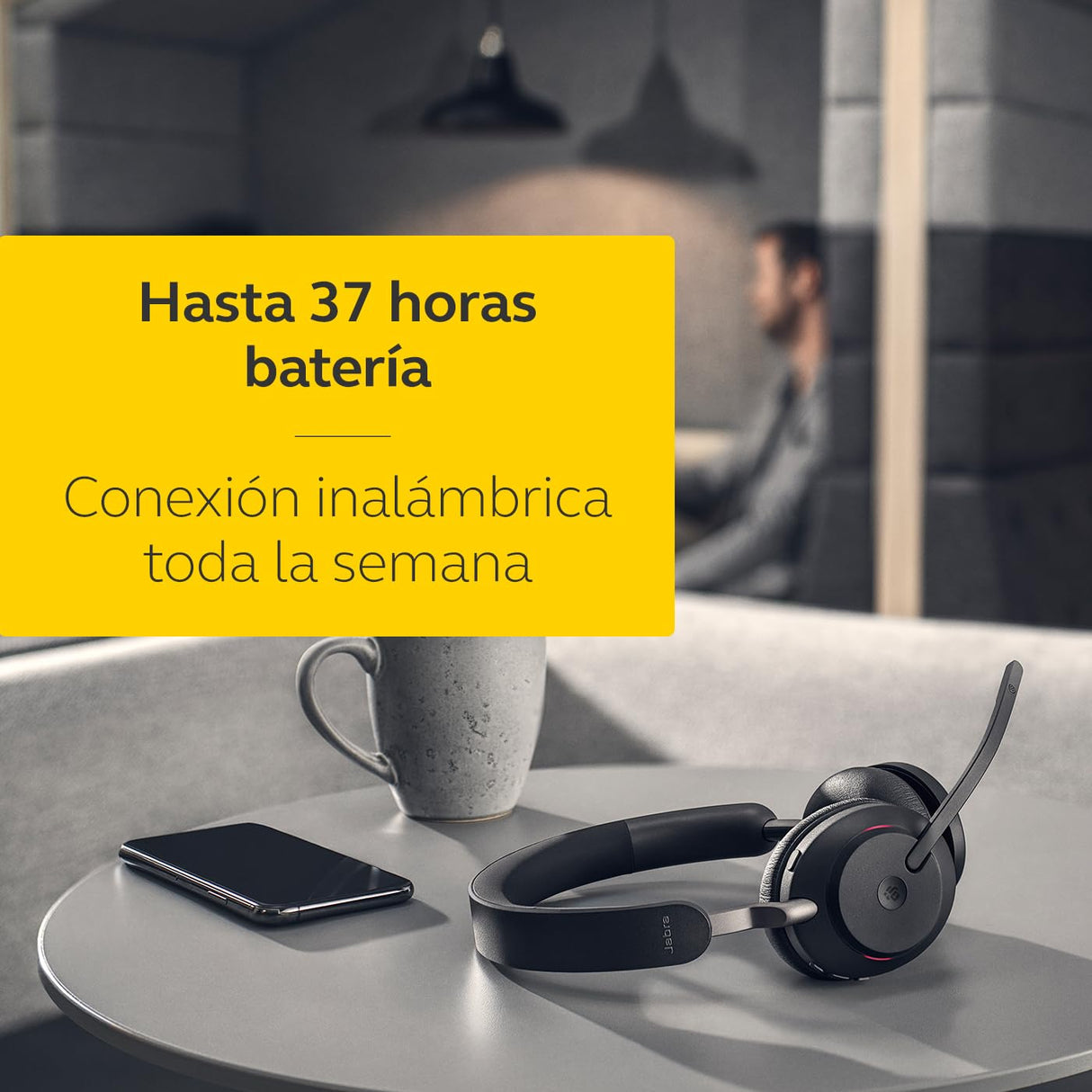 Jabra Evolve2 65 Auriculares Inalámbricos Estéreo PC con Cancelación de Ruido - Certificados para Microsoft Teams - Batería de Larga Duración - Adaptador Bluetooth USB-A - Negro