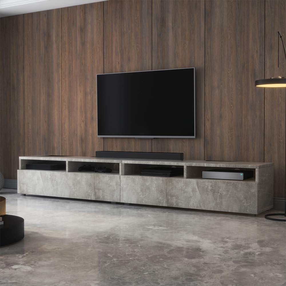 SELSEY REDNAW - Mueble de TV Moderno con 2 cajones, 200 cm, Color Gris