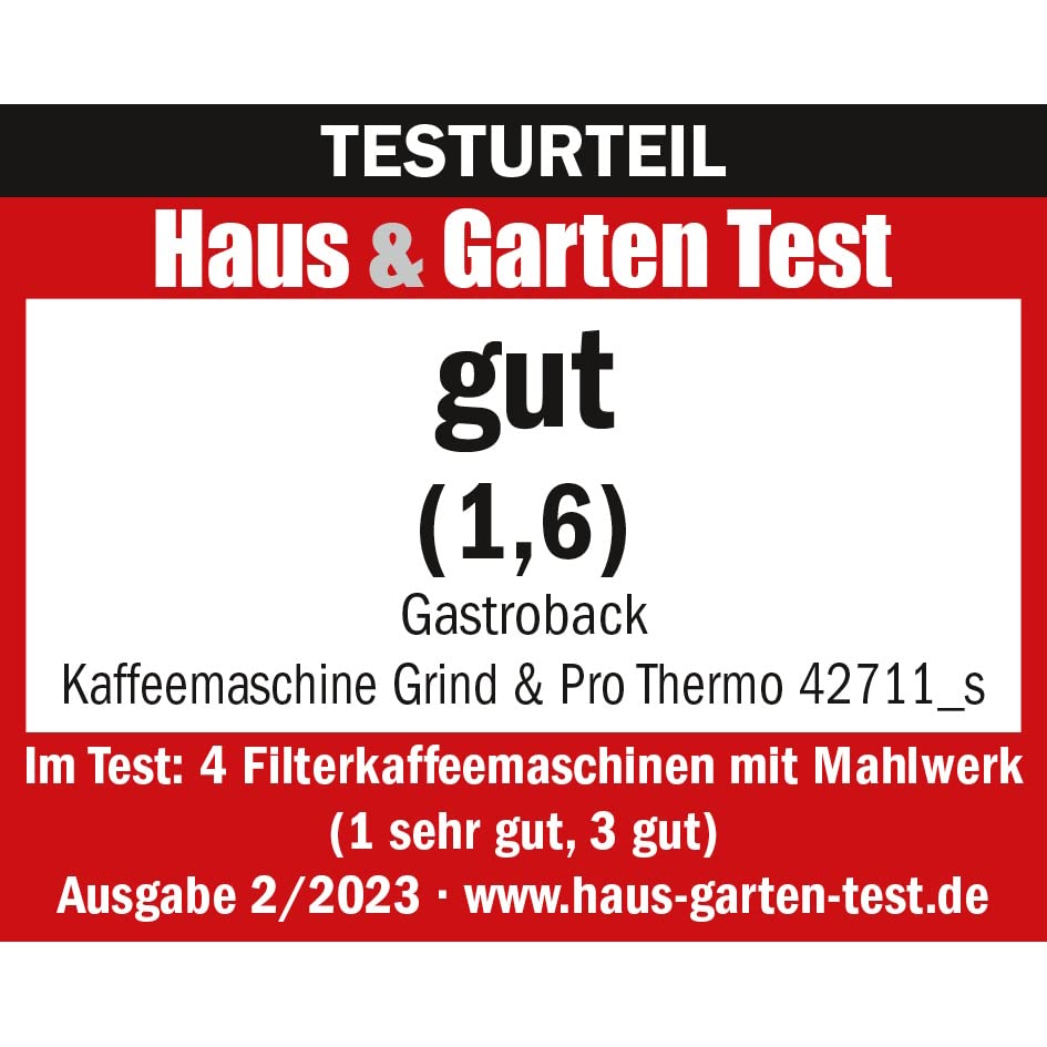 GASTROBACK Cafetera Grind & Brew Pro Thermo, plata, negro