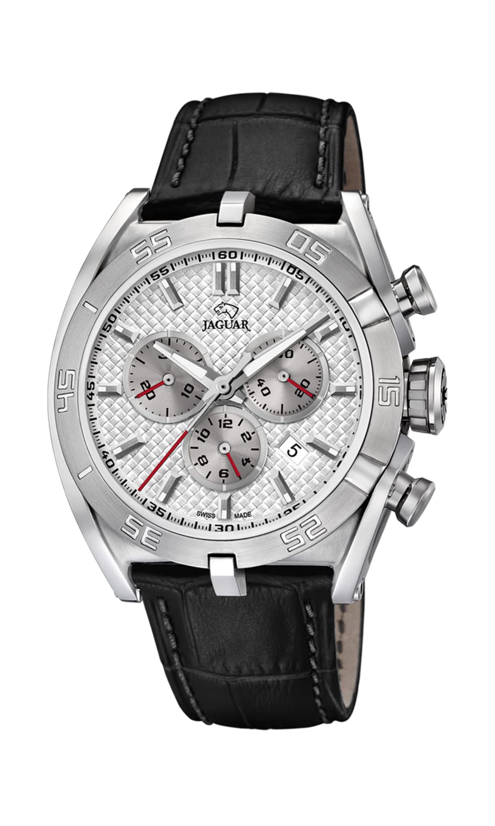 JAGUAR Reloj Modelo J857/1 de la colección Executive, Caja de 45,8 mm Plata con Correa de Piel Negro para Caballero