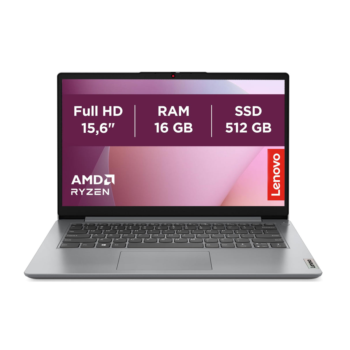 Lenovo IdeaPad 1 Gen 7 - Ordenador Portátil 15.6" FHD (AMD Ryzen 7 5700U, 16GB RAM, 512GB SSD, AMD Radeon Graphics, Wi-Fi 6, Sin Sistema Operativo), Teclado QWERTY Español, Color Gris Nube