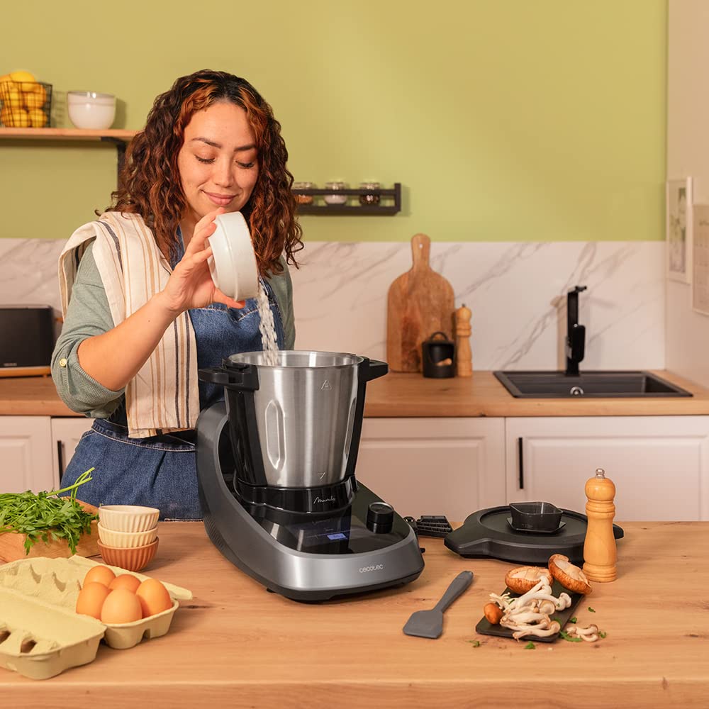 Cecotec Robot de Cocina Multifunción Mambo Touch con Jarra Habana. 1600 W, 37 Funciones, Pantalla Táctil TFT 5" con Recetario Integrado, 3,3 Litros, APP, Báscula y Jarra de Acero Inox + Habana